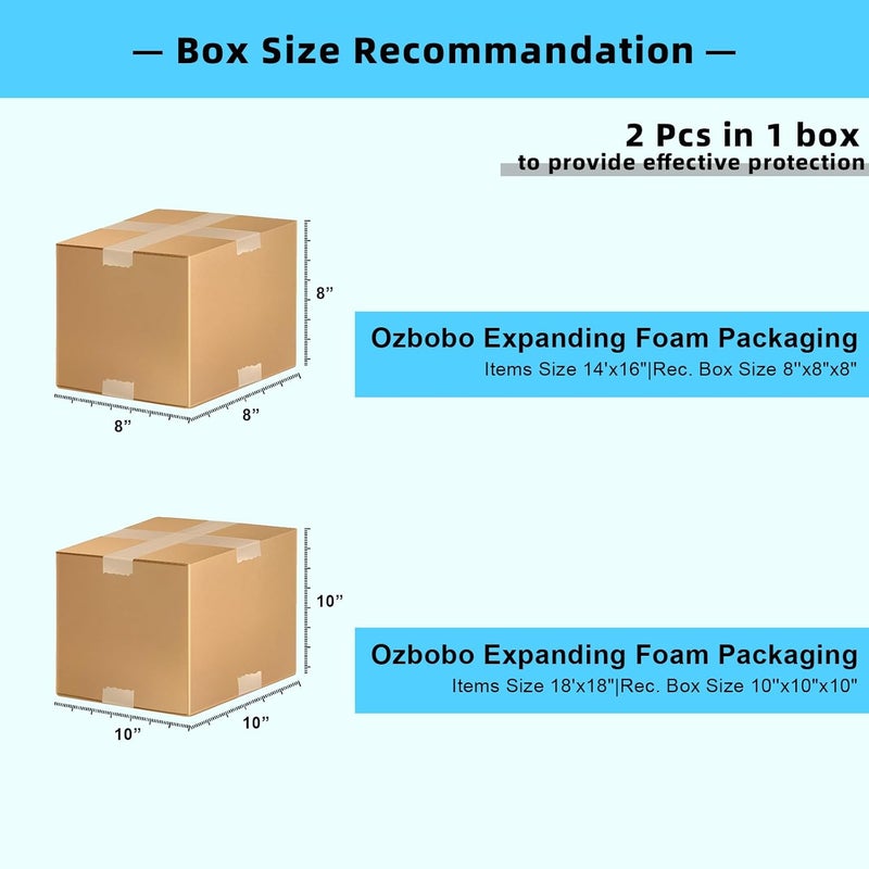 Ozbobo 8 pcs 14''*16'' Expanding Foam Packing For Shipping PC & Valuables & Fragile Moving Supplies For Irregular-Shaped Items Shockproof Bubble wrap for moving Applied For Industrial Private Dual Use - Image 5